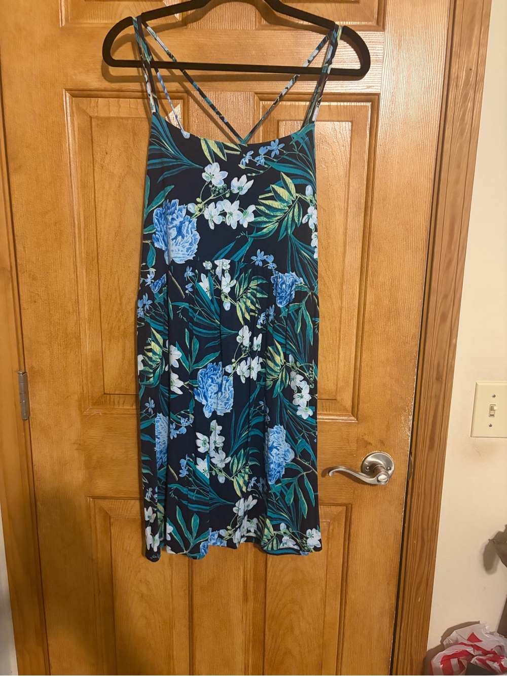 Old Navy Navy Floral Spaghetti-Strap Midi Dress